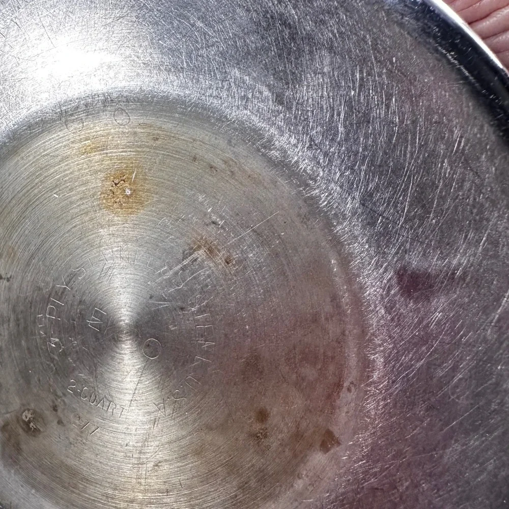 Vintage EKCO 2 Qt Stainless Steel‎ Saucepan Black Scroll MCM Retro w 2 Lids